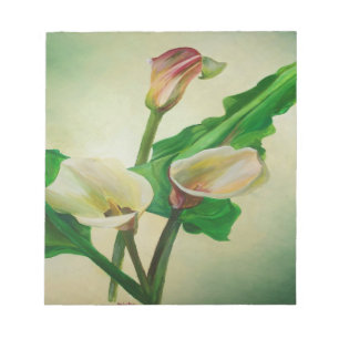 Drie Calla Lilies die botanisch acryl Notitieblok