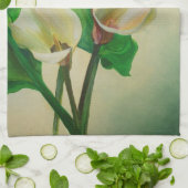 Drie Calla Lilies die botanisch acryl Theedoek (Gevouwen)