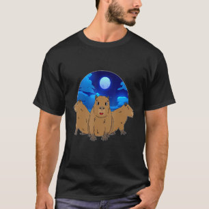 Drie Capybaras en Maan Capybara Humor Parodie T-shirt