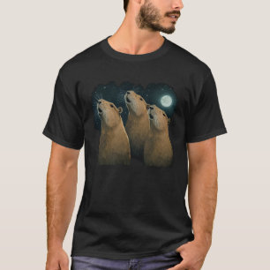 Drie Capybaras en Moon Capibara Costum T-shirt