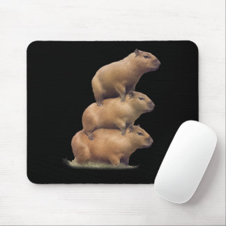 Drie Capybaras Funny Capybara Humor Stack Animal Muismat