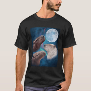 Drie Capybaras maan en nachtelijke hemel T-shirt