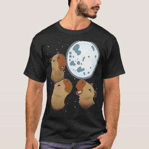 Drie Capybaras Moon 3 Capybara Howling bij de Moo T-shirt
