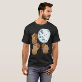 Drie Capybaras Moon 3 Capybara Howling bij de Moo T-shirt (Voorkant volledig)