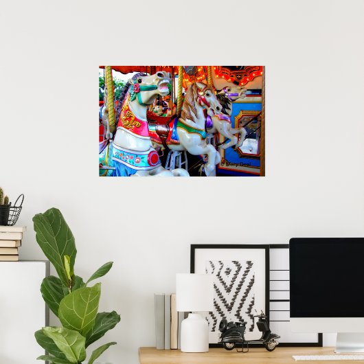 Drie Carousel Ponies Poster (Thuiskantoor)