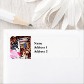 Drie carrouselpaarden dicht bij elkaar etiket (Insitu)