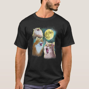 Drie Cat Moon 3 Wolfs Funny Parody T-shirt