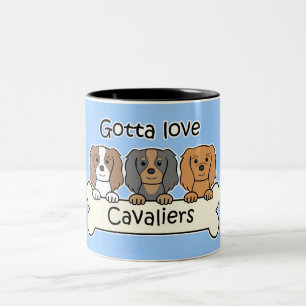 Drie Cavalier King Charles Spaniels Tweekleurige Koffiemok