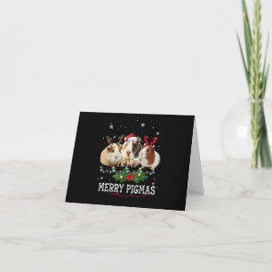 Drie cavia kerstlichtjes kerstmuts kaart