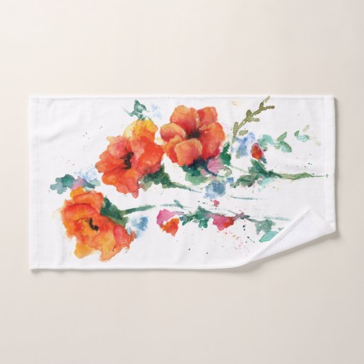 Drie Cheerful Long Stemmed Red Poppies 2 Bad Handdoek (Handdoek)