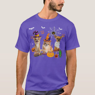 Drie Chihuahua Dogs Witch Halloween Mummy Scary P T-shirt