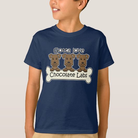 Drie chocolade laboratoria t-shirt (Voorkant)