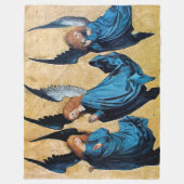 DRIE CHRISTMAS ANGELS IN BLAUW FLEECE DEKEN (Voorkant)