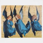 DRIE CHRISTMAS ANGELS IN BLAUW FLEECE DEKEN (Voorkant (Horizontaal))