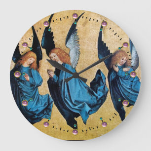 DRIE CHRISTMAS ANGELS IN BLAUW GROTE KLOK