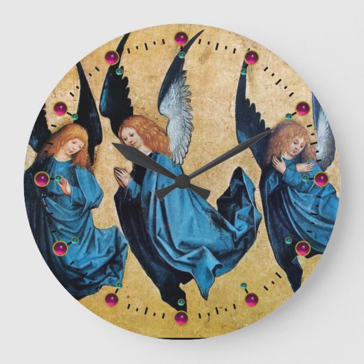 DRIE CHRISTMAS ANGELS IN BLAUW GROTE KLOK (Voorkant)