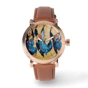 DRIE CHRISTMAS ANGELS IN BLAUW HORLOGE