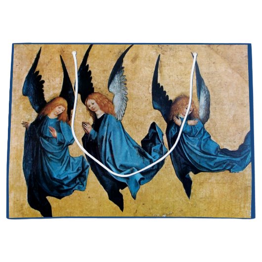 DRIE CHRISTMAS ANGELS IN BLAUW LARGE CADEAUZAKJE (Voorkant)