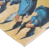 DRIE CHRISTMAS ANGELS IN BLAUW TAFELKLEED (Gekanteld)