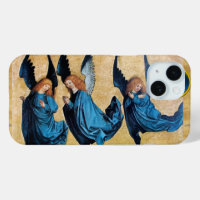 DRIE CHRISTMAS ANGELS IN BLUE PARCHCHCHMENT