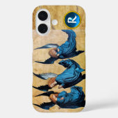 DRIE CHRISTMAS ANGELS IN BLUE PARCHMENT MONOGRAM Case-Mate iPhone CASE (Achterkant)