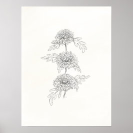Drie Chrysanthema's afdrukken Poster
