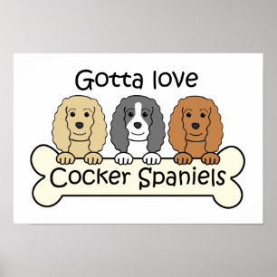 Drie Cocker Spaniels Poster