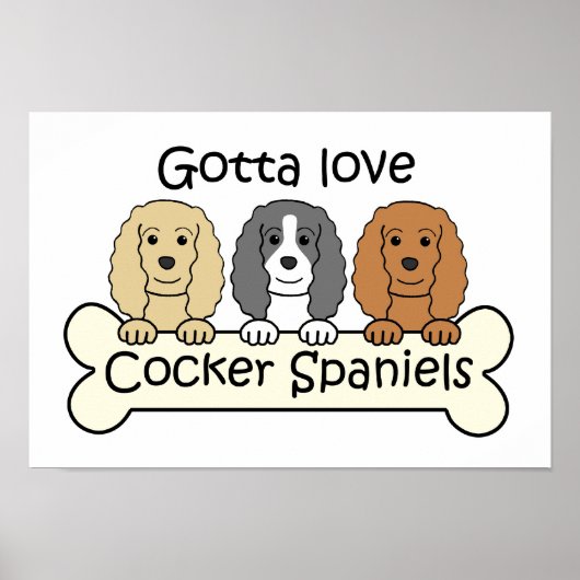 Drie Cocker Spaniels Poster (Voorkant)