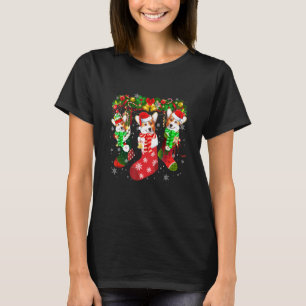 Drie Corgi In Sokker Kerstman Hoed T-shirt
