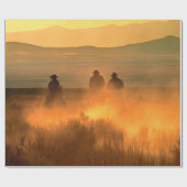 Drie cowboy galopperen op een achtergrond van de b cadeaupapier (Vlak)