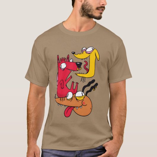 Drie Crazy Dogs cadeau grappig T-shirt (Voorkant)