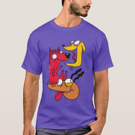 Drie Crazy Dogs cadeau grappig T-shirt (Voorkant)