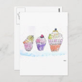 Drie Cupcakes Briefkaart (Voorkant / Achterkant)
