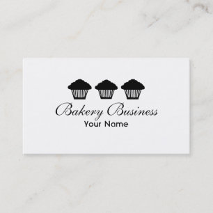 Drie cupcakes zwart wit pro visitekaartjes