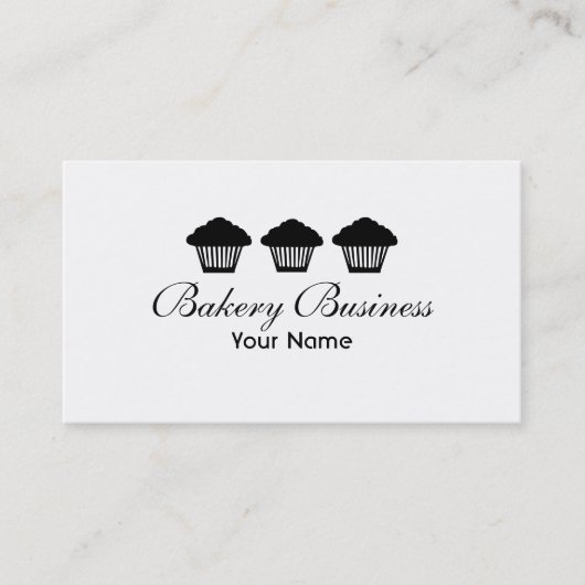 Drie cupcakes zwart wit pro visitekaartjes (Voorkant)