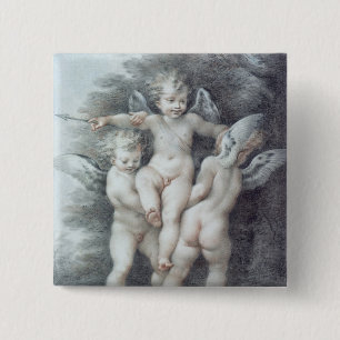 Drie Cupids Vierkante Button 5,1 Cm