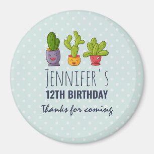 Drie Cute Cactus in Flower Pots Fun Birthday Magneet