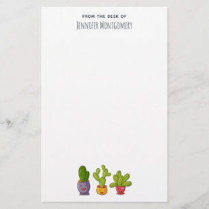 Drie Cute Cactus in Flower Pots Illustration Briefpapier
