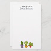 Drie Cute Cactus in Flower Pots Illustration Briefpapier (Voorkant / Achterkant)