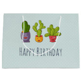 Drie Cute Cactus in Flower Pots Illustration Groot Cadeauzakje (Voorkant)