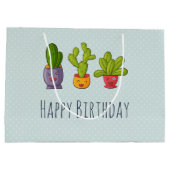 Drie Cute Cactus in Flower Pots Illustration Groot Cadeauzakje (Achterkant)