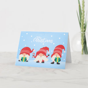 Drie Cute Gnomes Feestdagen Kaart