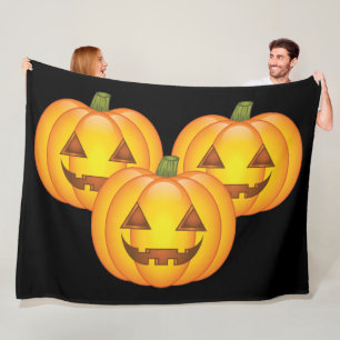 Drie Cute Halloween Jack O'Lantern Pumpkins Fleece Deken
