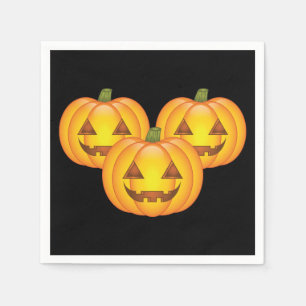 Drie Cute Halloween Jack O'Lantern Pumpkins Servetten