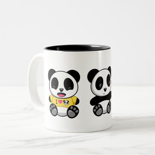 Drie Cute Little Pandas Tweekleurige Koffiemok (Voorkant links)