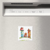 Drie Cute Whimsical-huizen Magneet (Insitu (Vaatwasser))