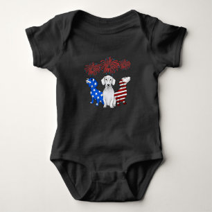 Drie Dachshunds American Flag Color 4 juli Romper