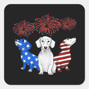 Drie Dachshunds American Flag Color 4 juli Vierkante Sticker
