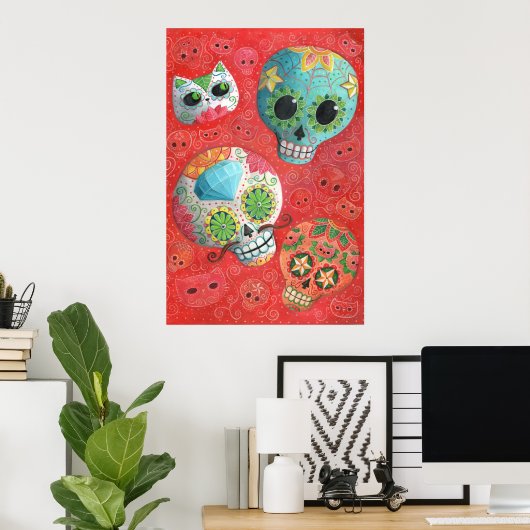 Drie dagen van de dode schedels poster (Thuiskantoor)