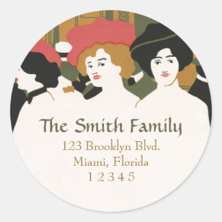 Drie dames adreslabel Stickers